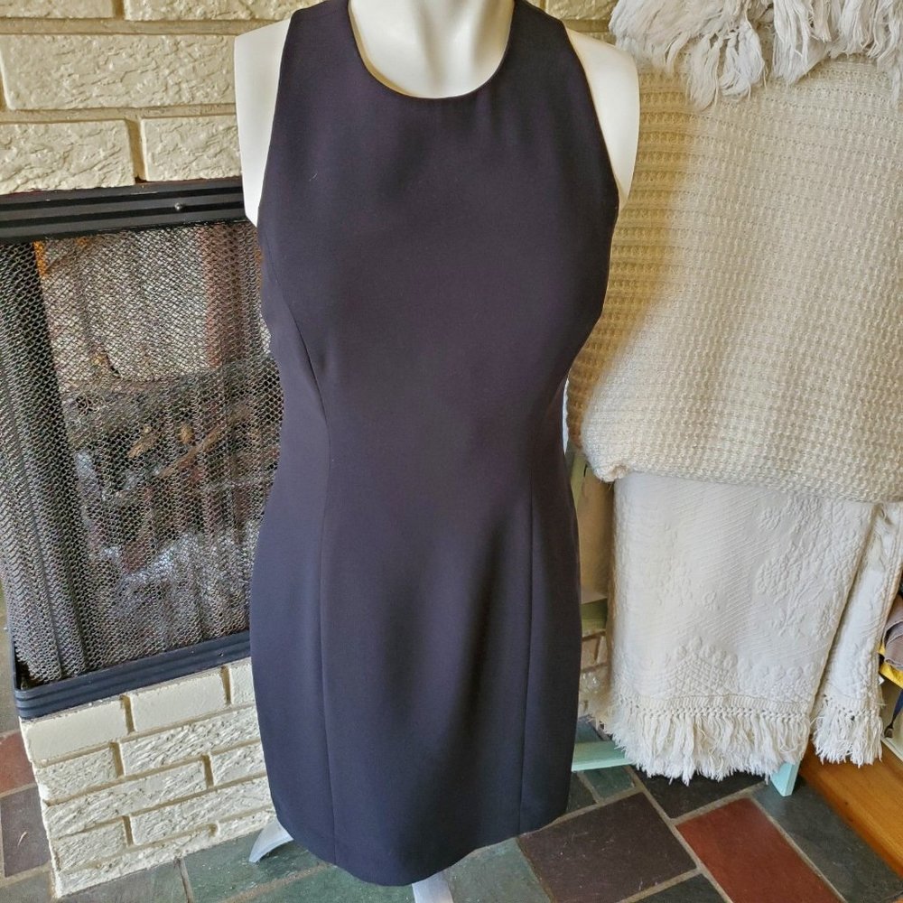 Jones New York Crepe Vintage Halter Little black Sheath dress small